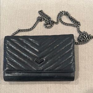 Black Quilted Crossbody Bag with Chain Strap